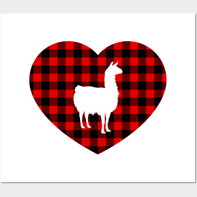 Llama Heart Buffalo Plaid Wall Art by Ombre Dreams